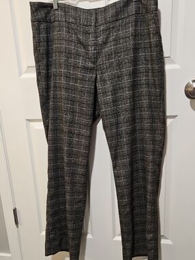 Ann Taylor Black and Gray Plaid Boot-Cut Pants